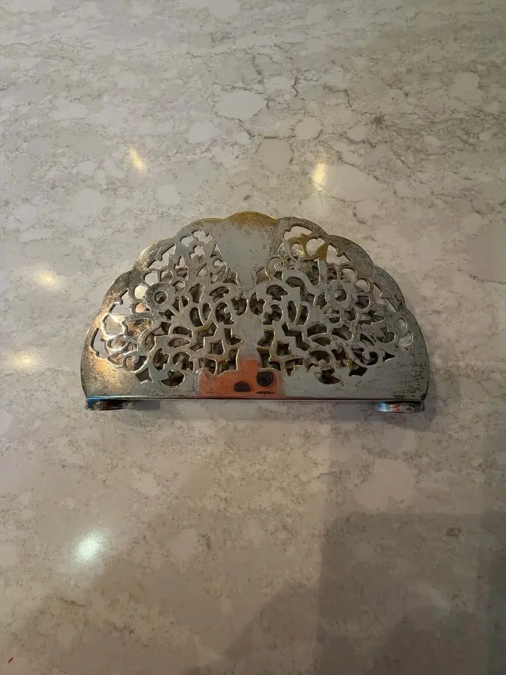 Vintage Silver Plated Filigree Napkin Holder‎